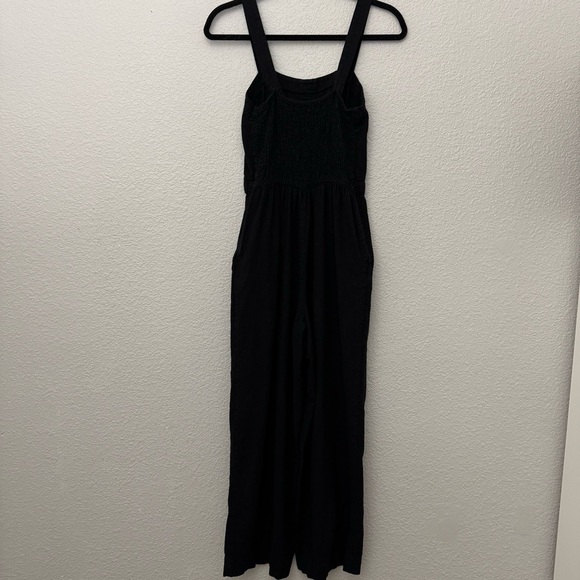 Zara Linen Blend Cropped Wide Leg Sleeveless Jumpsuit Black Size Small - Picture 9 of 12